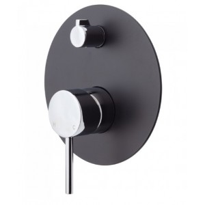 Kaya Wall Diverter Mixer, Large Round Matte Black Plate